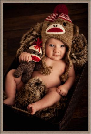 Sock Monkey and Baby Photography in Lake Oswego, Oregon